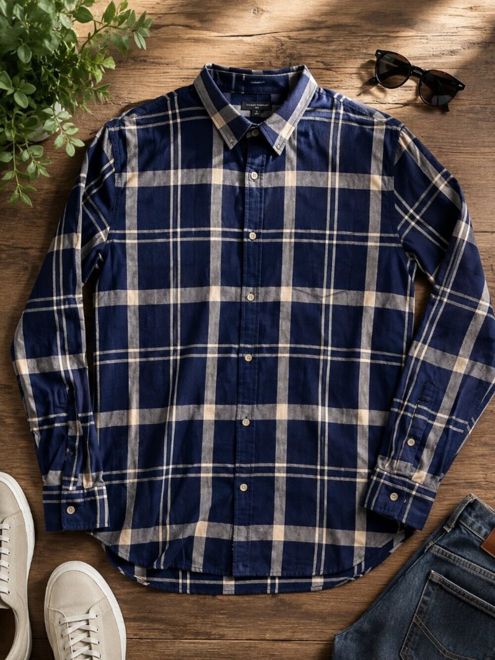 Men’s Lucky Brand Flannel Button-Up Shirt XL Long Sleeve 100% Cotton Plaid